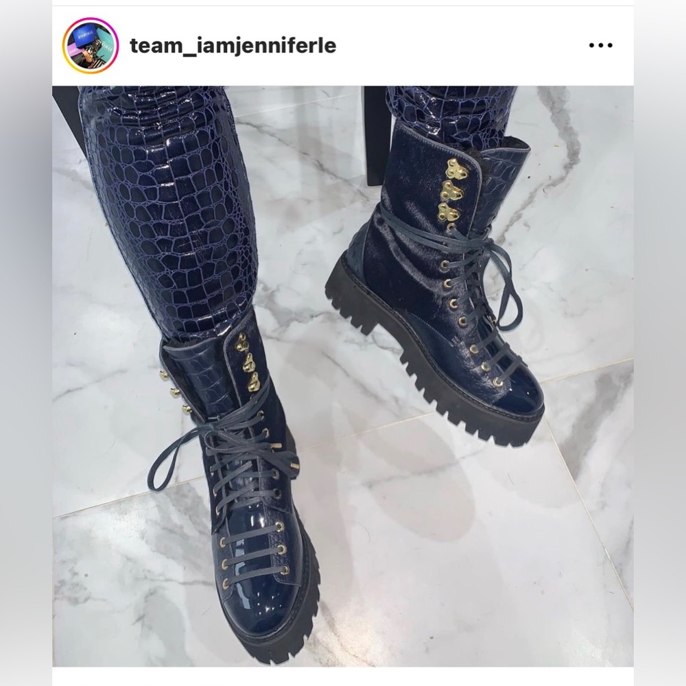 Iamjeniferrle designer crock/fur BLUE FINCH COMBAT SOLD OUT/NO RESTOCK  SZ38